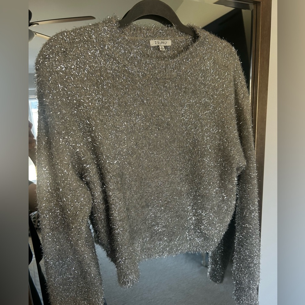 Z Supply Silver Fuzzy Women's Sweater